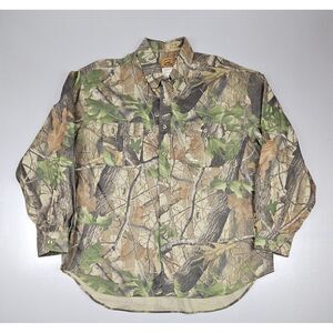 Duxbak Button Up Camo Shirt Men 2XL. VTG‎ Mossy Oak Realtree Hunting Longsleeve.